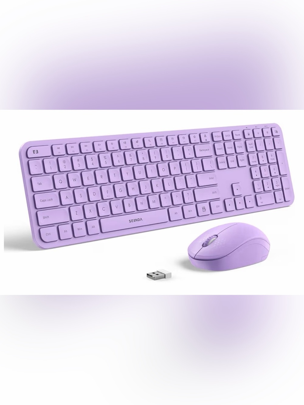 Seenda Lavender Wireless Keyboard and Mouse Combo